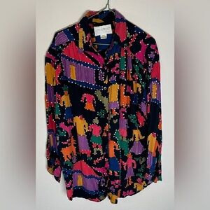 A Pea in the Pod Vintage Womens Maternity Art To Wear Festival Sequin Blouse M